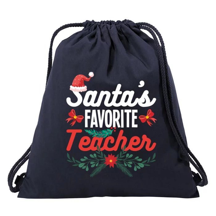 SantaS Favorite Teacher Gift Drawstring Bag