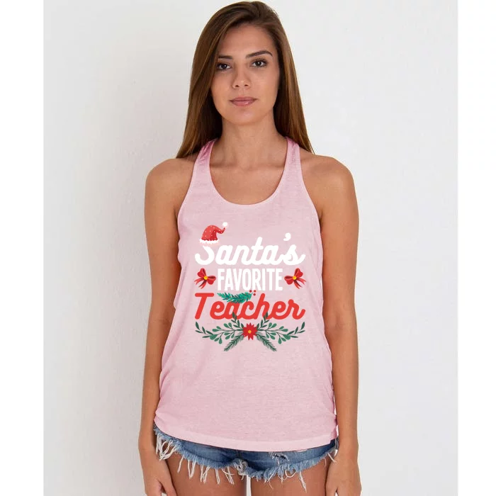 SantaS Favorite Teacher Gift Women's Knotted Racerback Tank