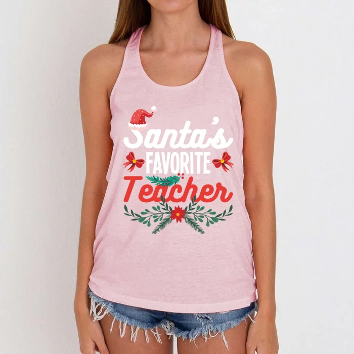 SantaS Favorite Teacher Gift Women's Knotted Racerback Tank