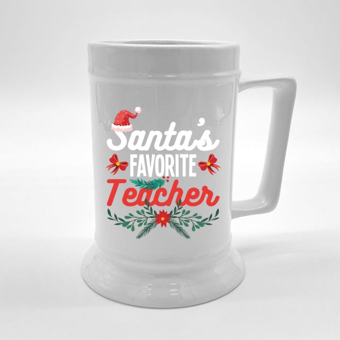 SantaS Favorite Teacher Gift Front & Back Beer Stein