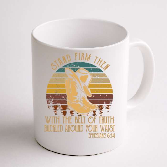 Stand Firm Then With The Belt Of Truth Cow Christian Gift Front & Back Coffee Mug