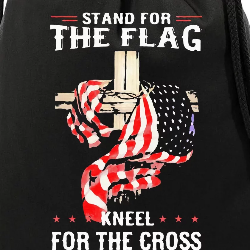 Stand For The Flag Kneel For The Cross Usa Flag Drawstring Bag