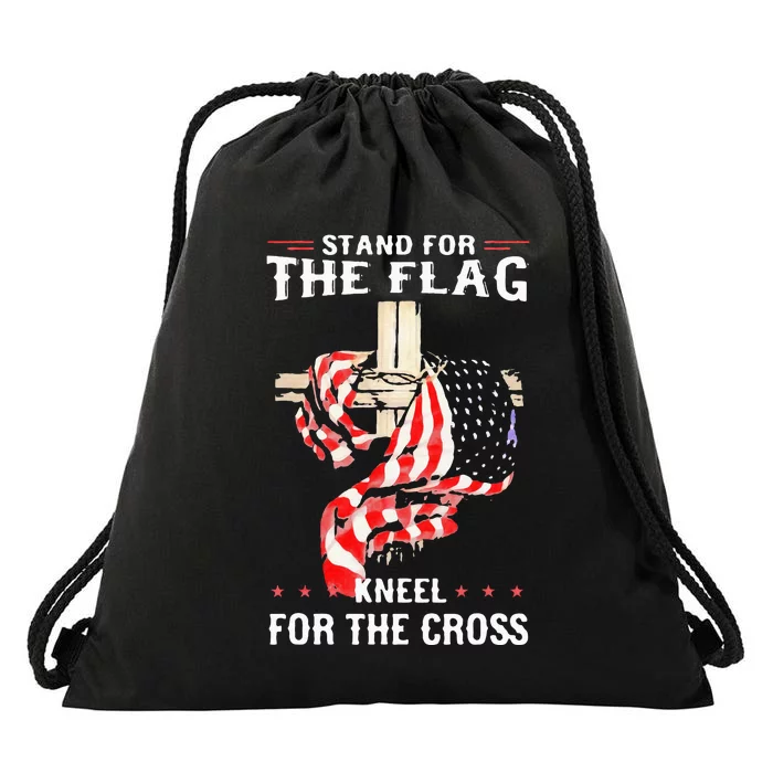 Stand For The Flag Kneel For The Cross Usa Flag Drawstring Bag