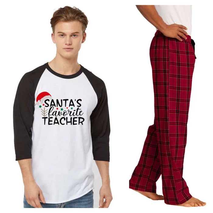 SantaS Favorite Teacher Gift Raglan Sleeve Pajama Set