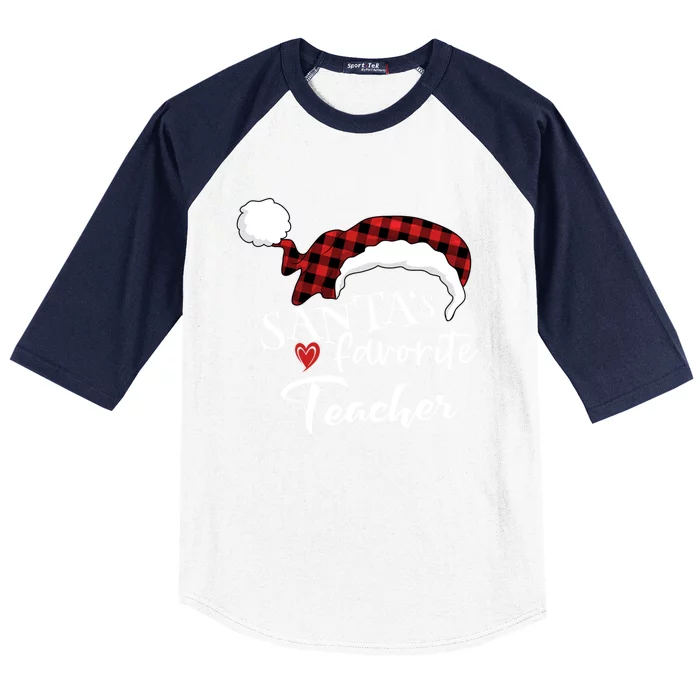 SantaS Favorite Teacher Gift Baseball Sleeve Shirt