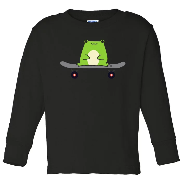 Skater Frog Tadpole Amphibian Skateboarding Skateboard Toddler Long Sleeve Shirt