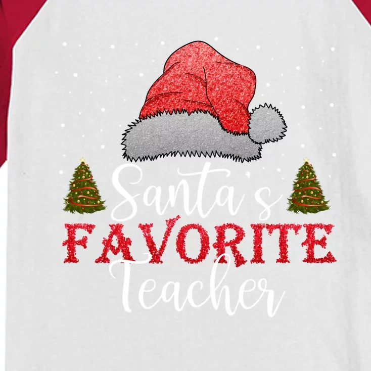 SantaS Favorite Teacher Meaningful Gift Kids Colorblock Raglan Jersey