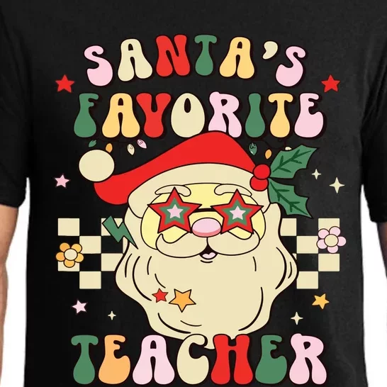 Santa Favorite Teacher Groovy Retro Christmas Boy Girl Pajama Set