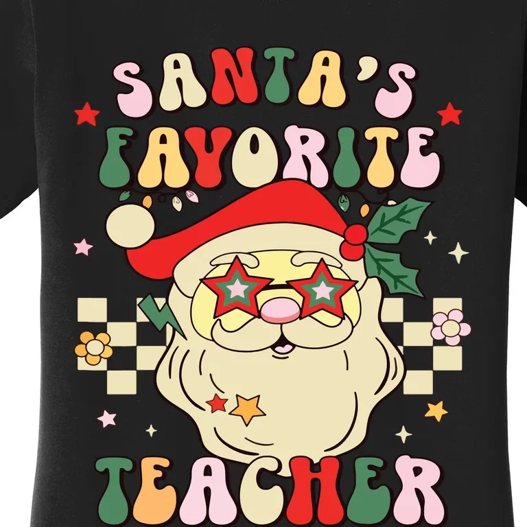 Santa Favorite Teacher Groovy Retro Christmas Boy Girl Women's T-Shirt