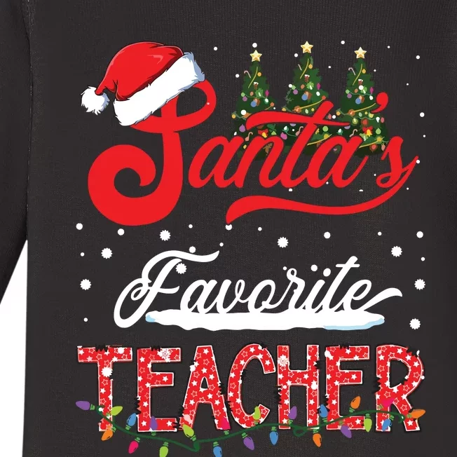 Santas Favorite Teacher Family Matching Group Christmas Baby Long Sleeve Bodysuit