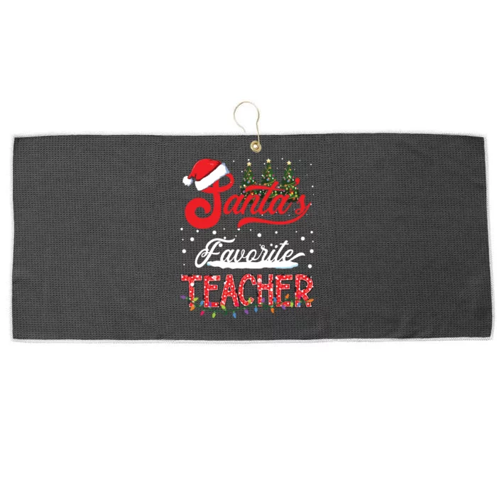 Santas Favorite Teacher Family Matching Group Christmas Large Microfiber Waffle Golf Towel