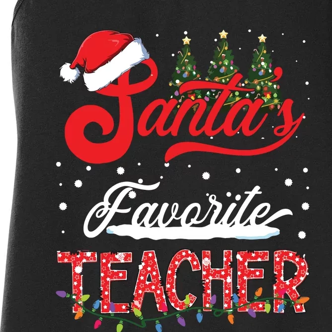 Santas Favorite Teacher Family Matching Group Christmas Women's Racerback Tank