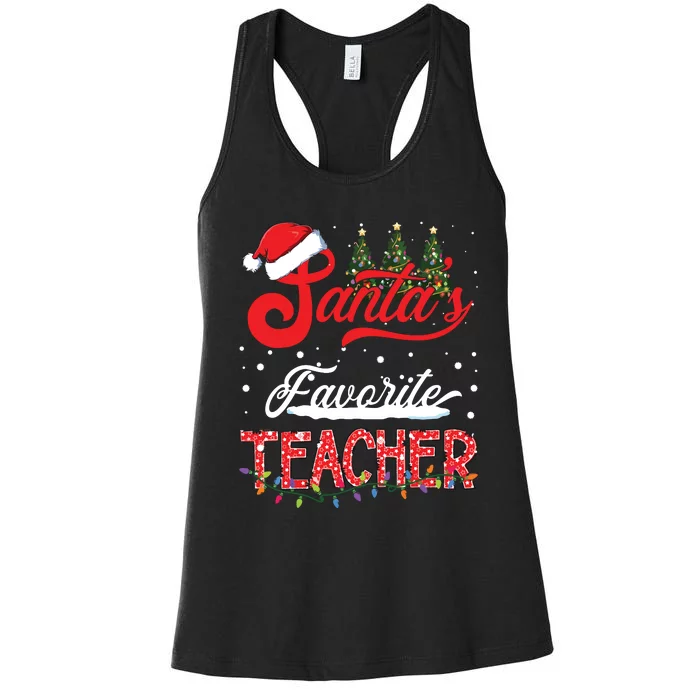 Santas Favorite Teacher Family Matching Group Christmas Women's Racerback Tank