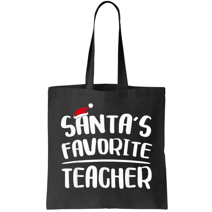 Santa's Favorite Teacher Christmas Shirt Shirt Tote Bag