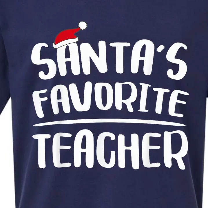 Santa's Favorite Teacher Christmas Shirt Shirt Sueded Cloud Jersey T-Shirt