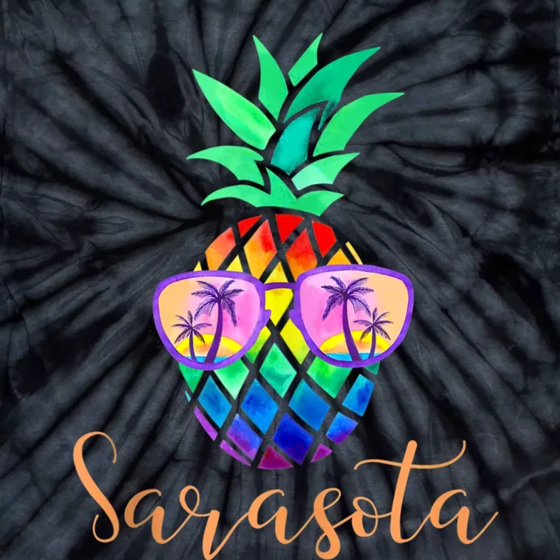 Sarasota Florida Tropical Funny Pineapple Summer Sunglasses Tie-Dye T-Shirt