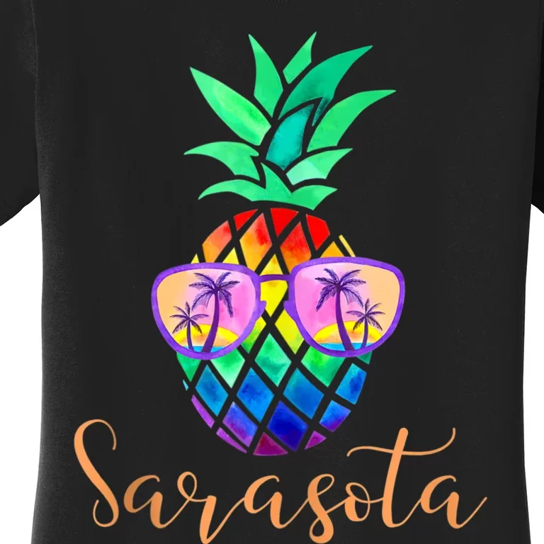 Sarasota Florida Tropical Funny Pineapple Summer Sunglasses Women's T-Shirt