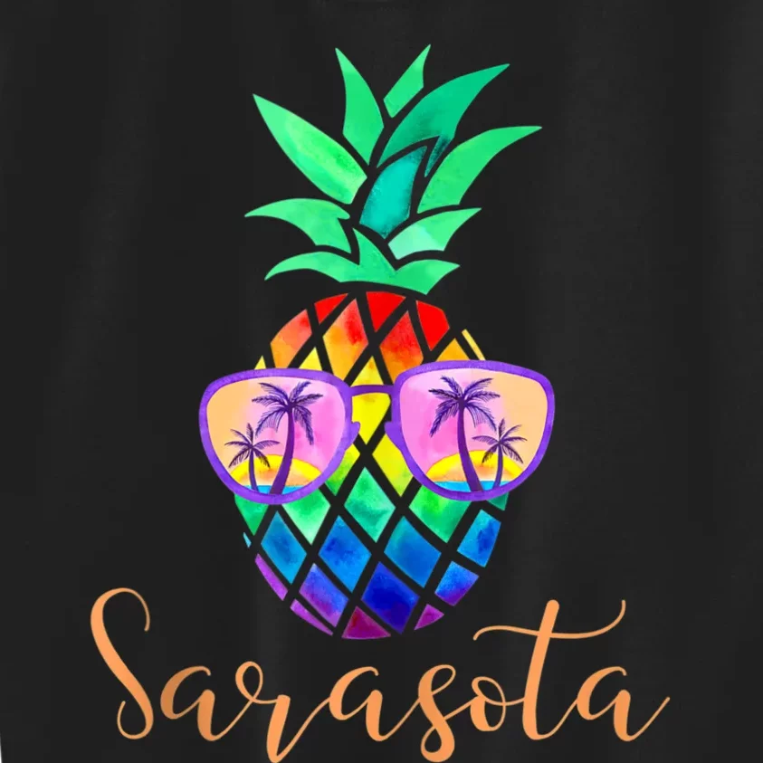 Sarasota Florida Tropical Funny Pineapple Summer Sunglasses Kids Sweatshirt