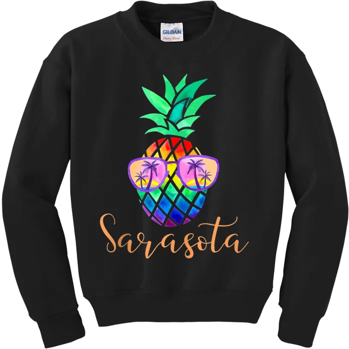 Sarasota Florida Tropical Funny Pineapple Summer Sunglasses Kids Sweatshirt