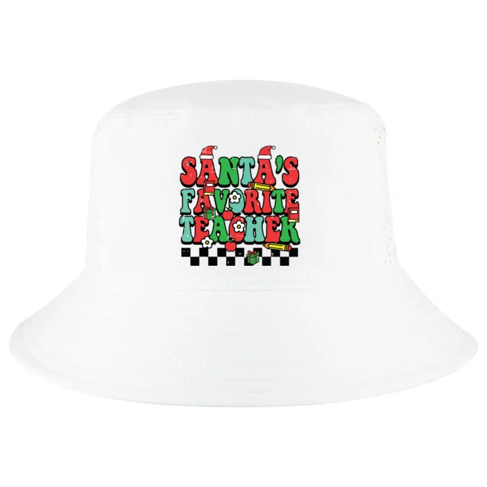 Santas Favorite Teacher Retro Groovy Christmas Xmas Women Cool Comfort Performance Bucket Hat