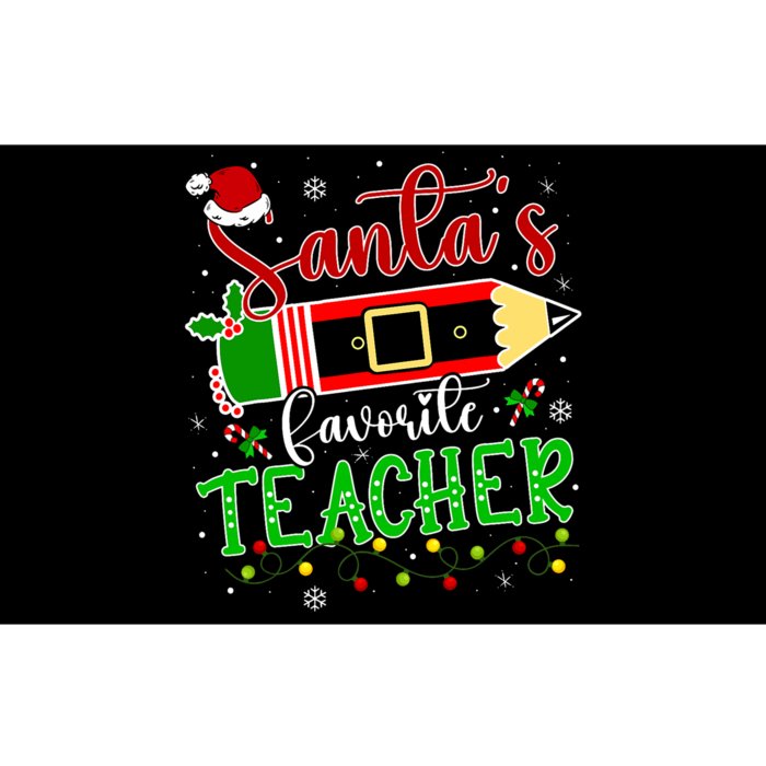 SantaS Favorite Teacher Funny Christmas Pen Santa Hat Light Bumper Sticker