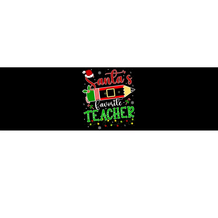 SantaS Favorite Teacher Funny Christmas Pen Santa Hat Light Bumper Sticker