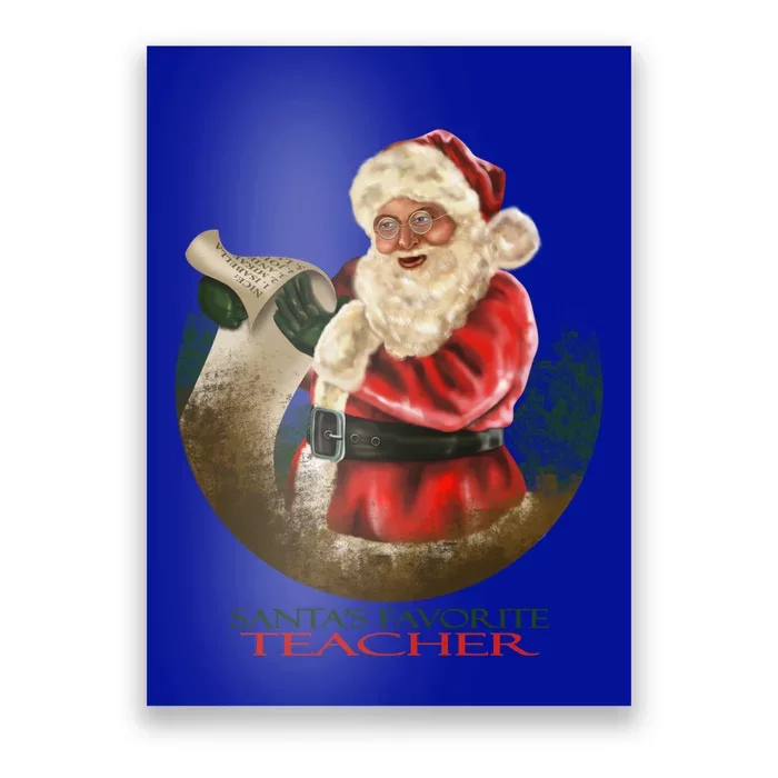 SantaS Favorite Teacher Cool Gift Poster