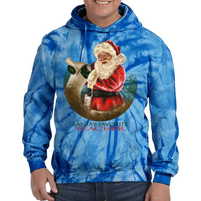 SantaS Favorite Teacher Cool Gift Tie Dye Hoodie