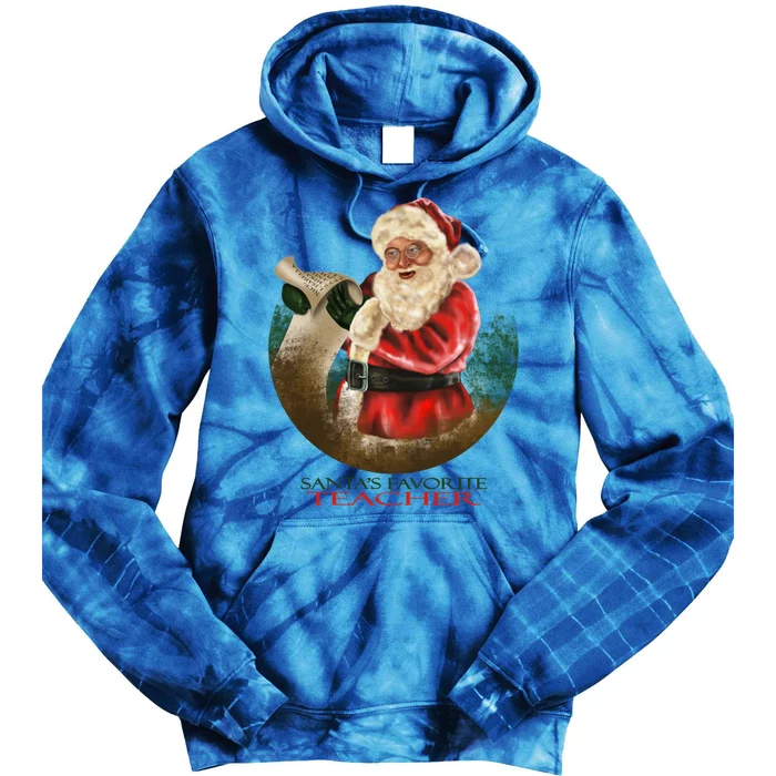 SantaS Favorite Teacher Cool Gift Tie Dye Hoodie