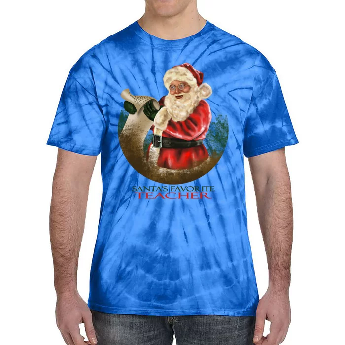 SantaS Favorite Teacher Cool Gift Tie-Dye T-Shirt