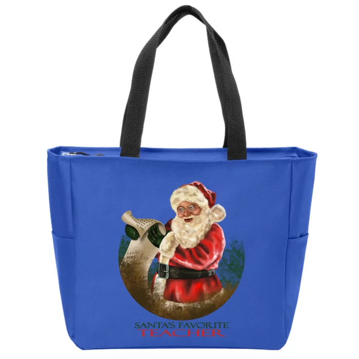 SantaS Favorite Teacher Cool Gift Zip Tote Bag