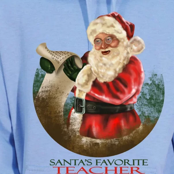 SantaS Favorite Teacher Cool Gift Unisex Surf Hoodie