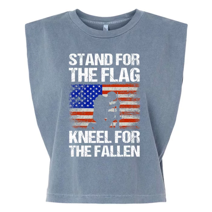 Stand For The Flag Kneel For The Fallen Veteran Patriotic Garment-Dyed Women's Muscle Tee