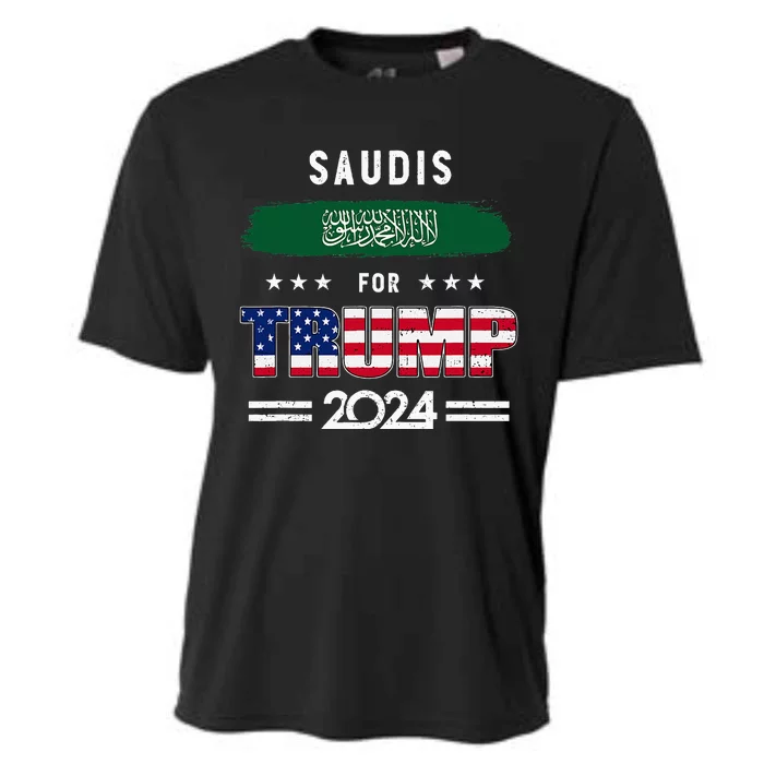 Saudis For Trump 2024 Saudi Arabia Flag Patriotic Supporter Cooling Performance Crew T-Shirt