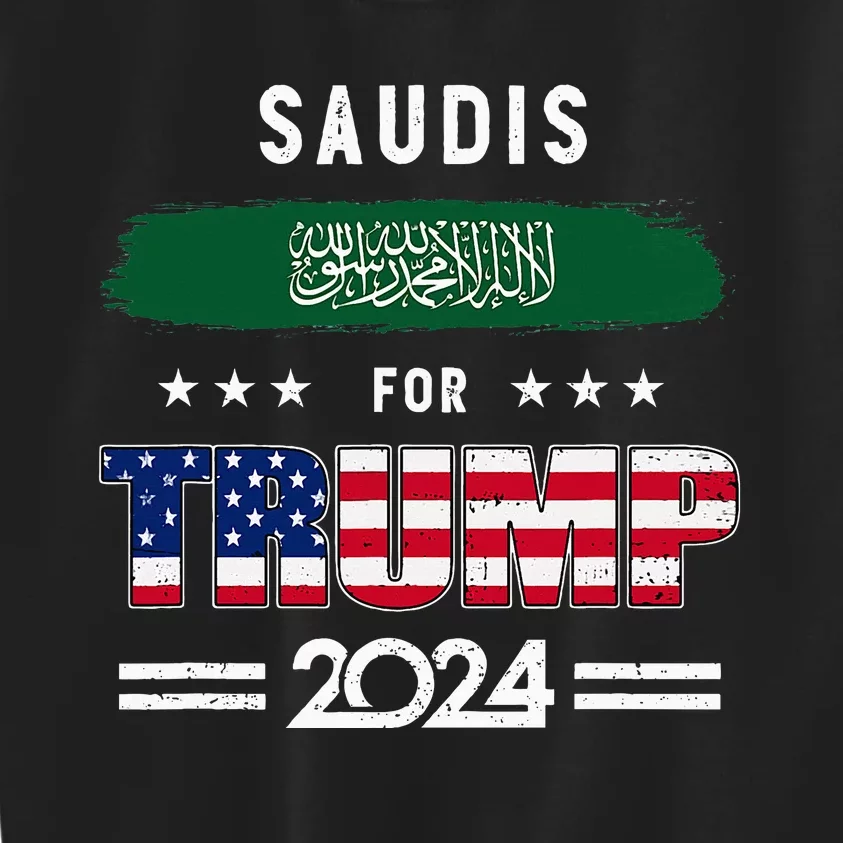 Saudis For Trump 2024 Saudi Arabia Flag Patriotic Supporter Kids Sweatshirt