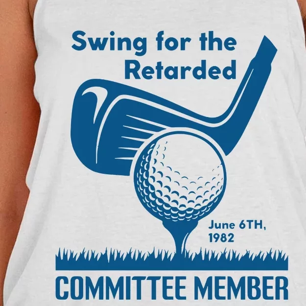 Swing For The Retarded June 6th 1982 Committee Member Women's Knotted Racerback Tank