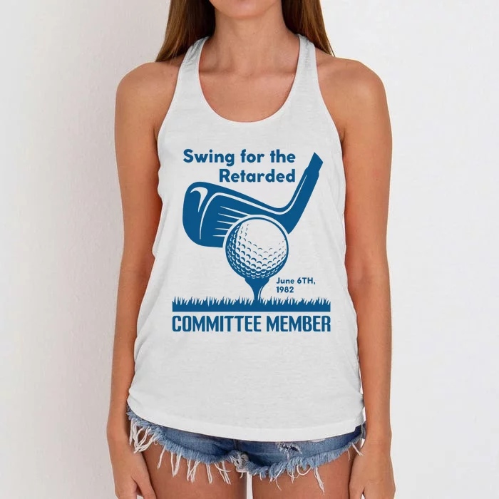 Swing For The Retarded June 6th 1982 Committee Member Women's Knotted Racerback Tank