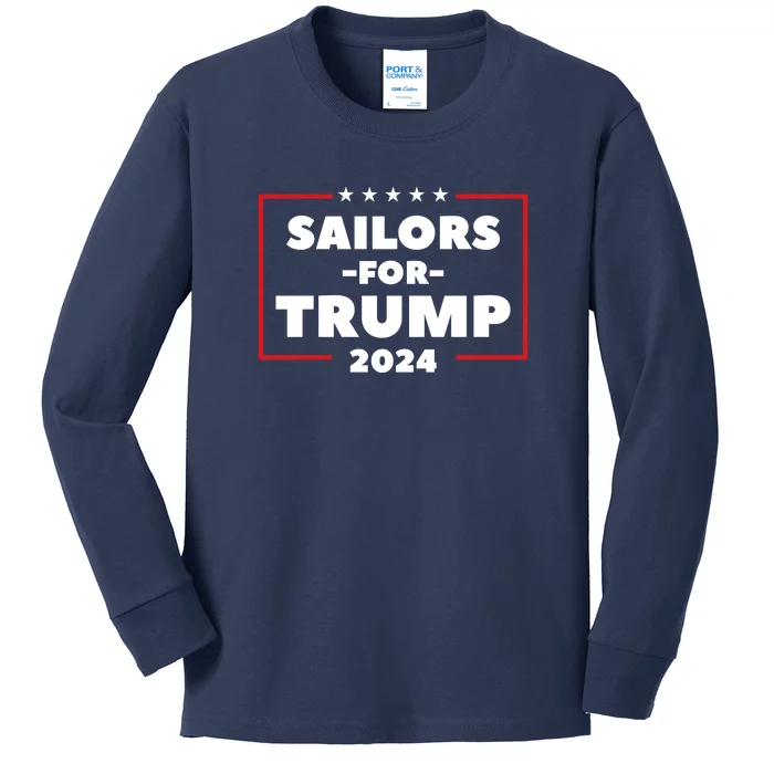 Sailors For Trump 2024 US Navy Donald Trump Support Kids Long Sleeve Shirt