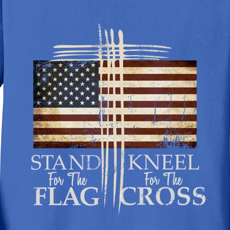 Stand For The Flag Cute Gift Kneel For Cross Love Usa Funny Gift Kids Long Sleeve Shirt