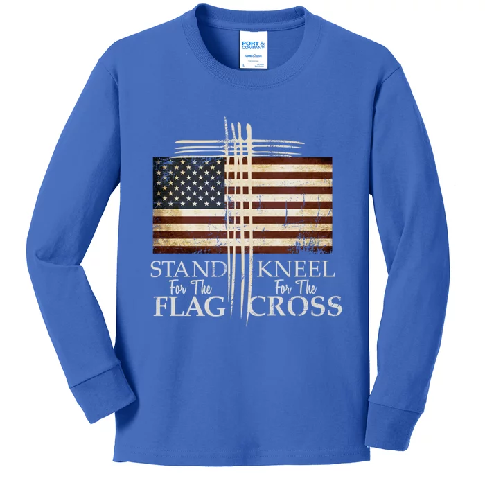 Stand For The Flag Cute Gift Kneel For Cross Love Usa Funny Gift Kids Long Sleeve Shirt