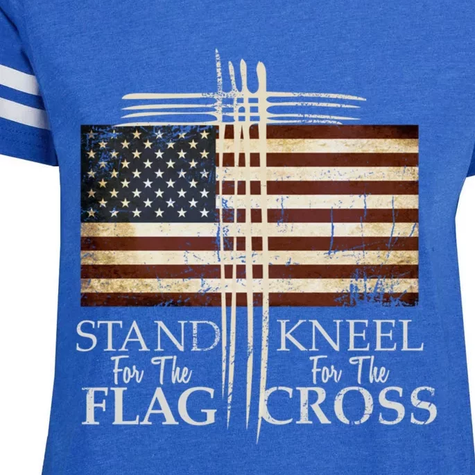 Stand For The Flag Cute Gift Kneel For Cross Love Usa Funny Gift Enza Ladies Jersey Football T-Shirt