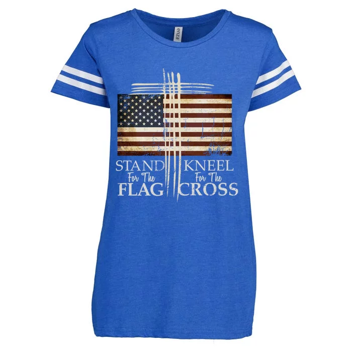 Stand For The Flag Cute Gift Kneel For Cross Love Usa Funny Gift Enza Ladies Jersey Football T-Shirt