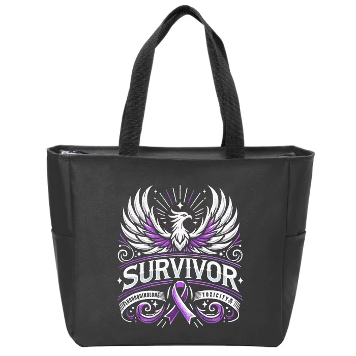 Survivor Fluoroquinolone Toxicity Awareness Zip Tote Bag