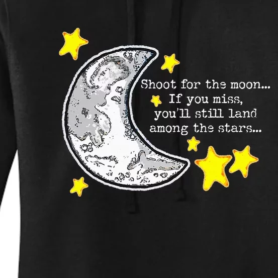 Shoot For The Moon Quote Wmoon & Stars Cute Women's Pullover Hoodie