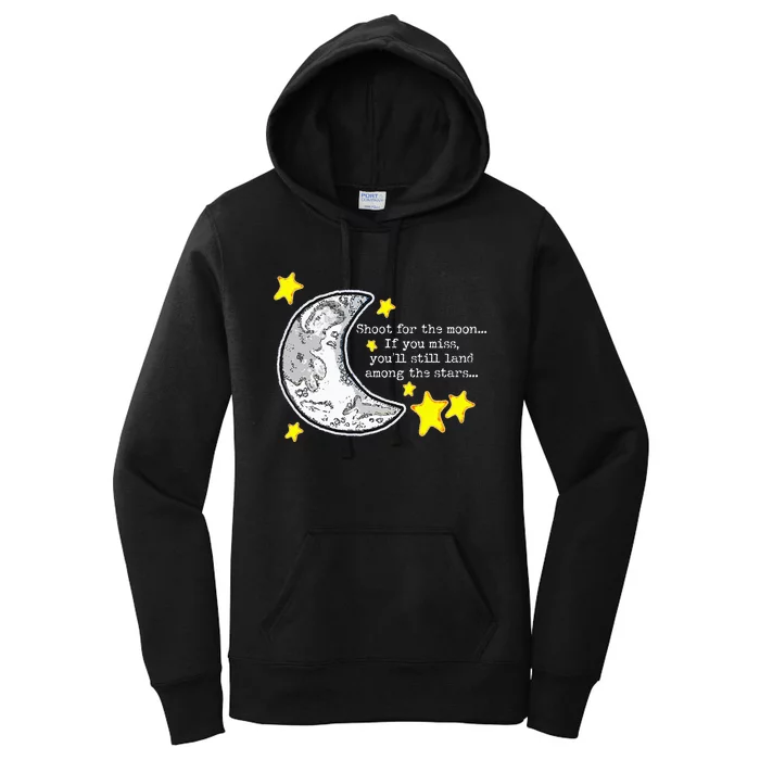 Shoot For The Moon Quote Wmoon & Stars Cute Women's Pullover Hoodie