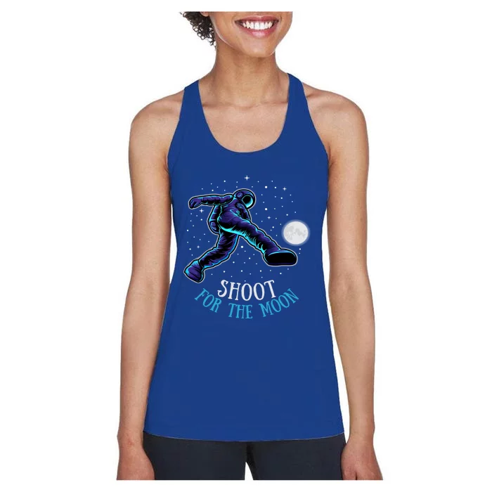 Shoot For The Moon Soccer And Astronaut Graphic Print Design Gift Women's Racerback Tank