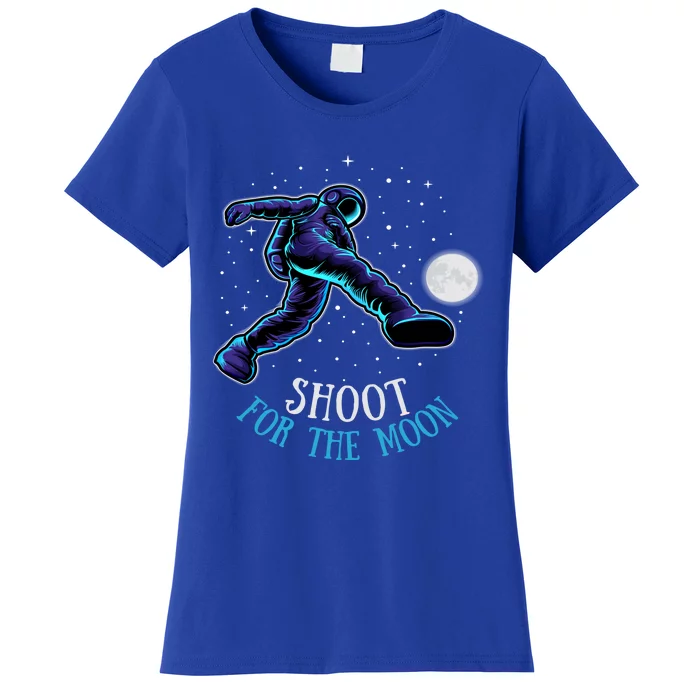 Shoot For The Moon Soccer And Astronaut Graphic Print Design Gift Women's T-Shirt