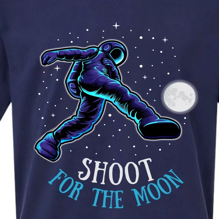 Shoot For The Moon Soccer And Astronaut Graphic Print Design Gift Sueded Cloud Jersey T-Shirt