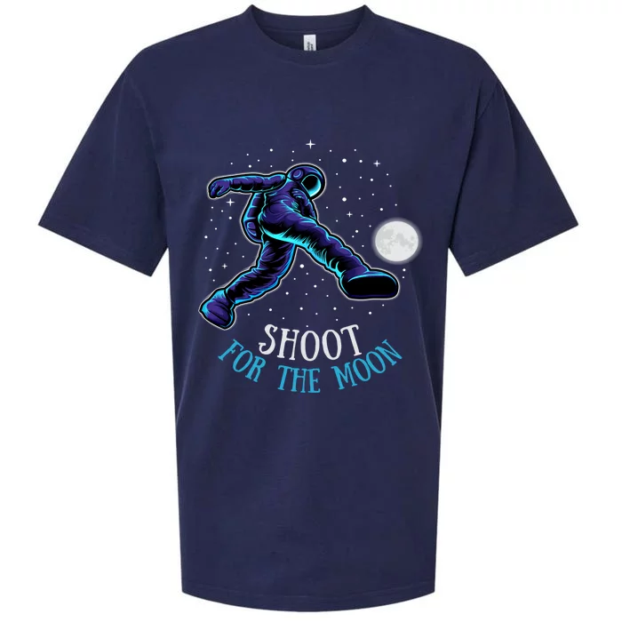 Shoot For The Moon Soccer And Astronaut Graphic Print Design Gift Sueded Cloud Jersey T-Shirt