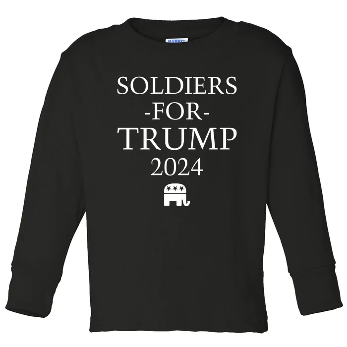 Soldiers For Trump 2024 Military Support For Donald Trump Toddler Long Sleeve Shirt